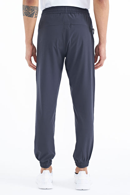Anthracite Men's Basic Cuffed Elastic Hem Comfort Fit Jogger Pants - 84826