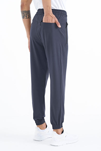 Anthracite Men's Basic Cuffed Elastic Hem Comfort Fit Jogger Pants - 84826