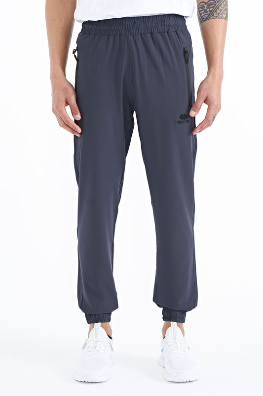 Anthracite Men's Basic Cuffed Elastic Hem Comfort Fit Jogger Pants - 84826