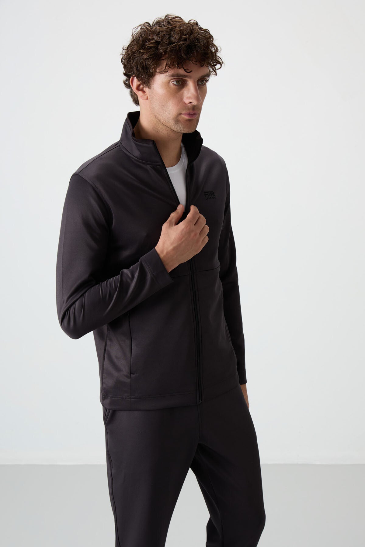 Anthracite Gray Scuba Fabric Men's Tracksuit Set - 85199