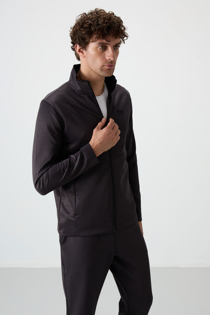 Anthracite Gray Scuba Fabric Men's Tracksuit Set - 85199
