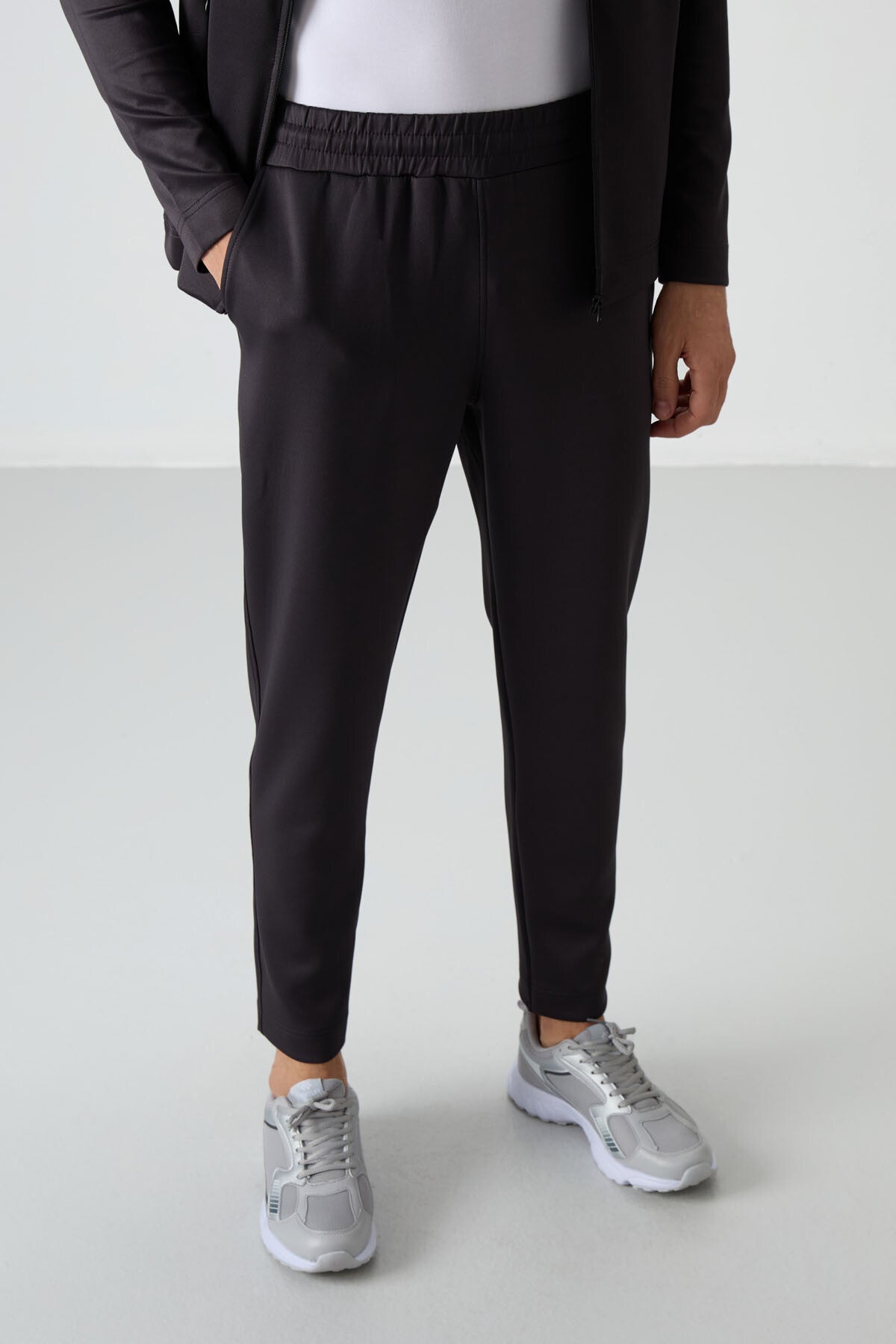 Anthracite Gray Scuba Fabric Men's Tracksuit Set - 85199