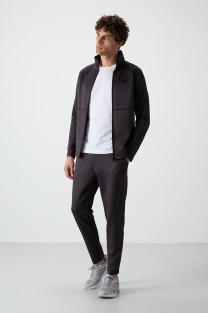 Anthracite Gray Scuba Fabric Men's Tracksuit Set - 85199
