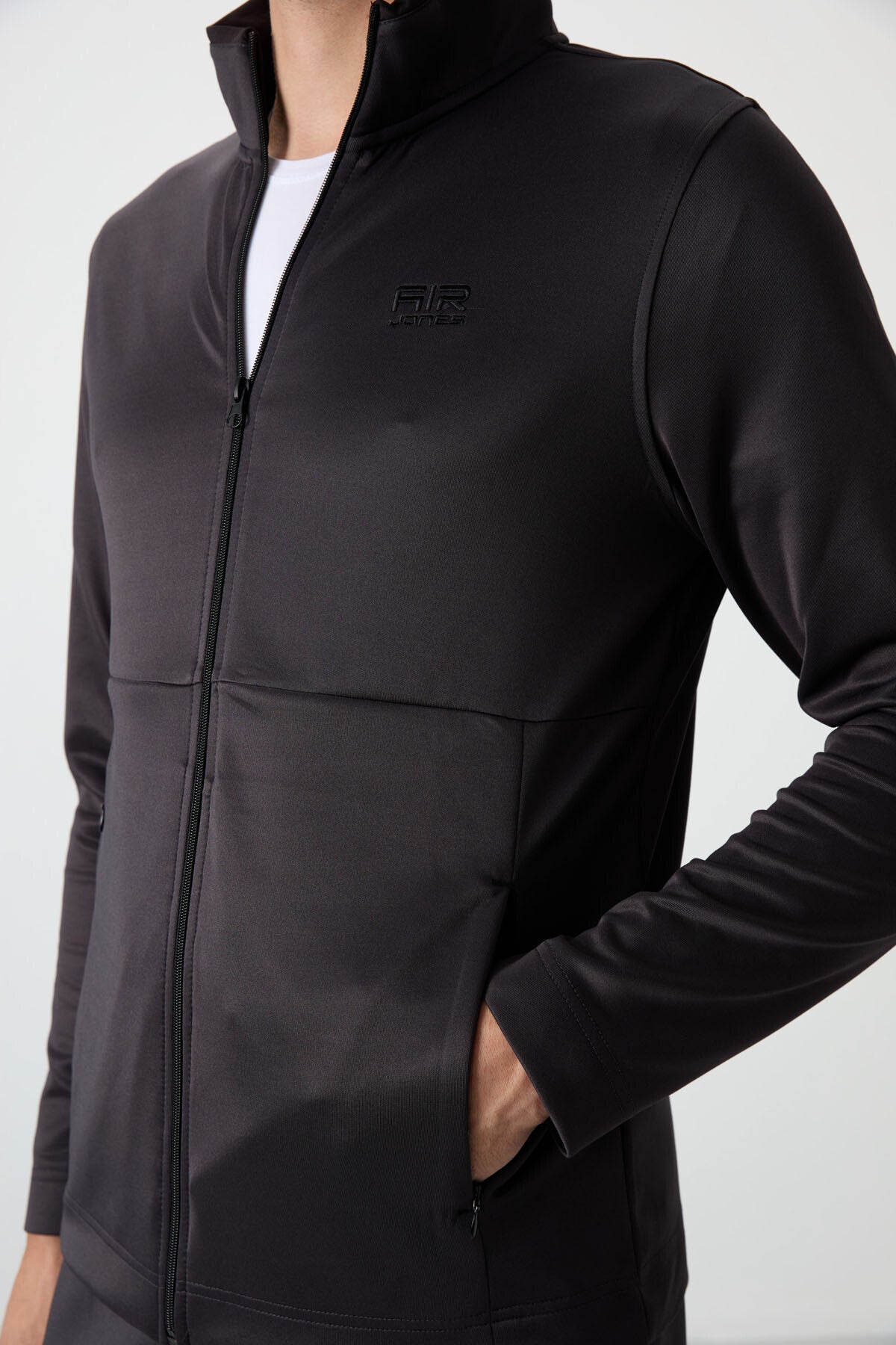 Anthracite Gray Scuba Fabric Men's Tracksuit Set - 85199