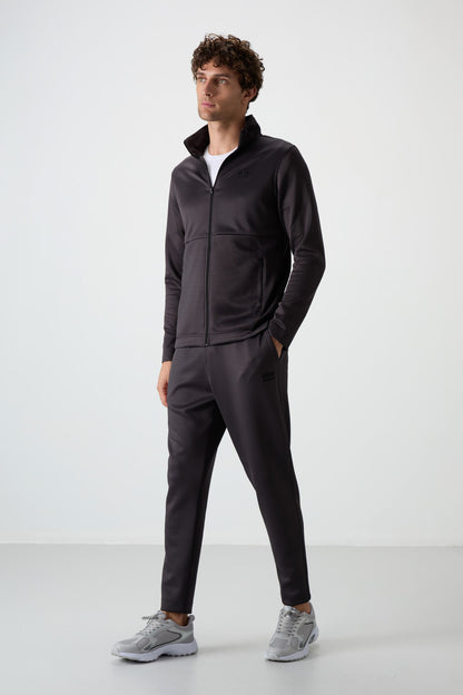 Anthracite Gray Scuba Fabric Men's Tracksuit Set - 85199