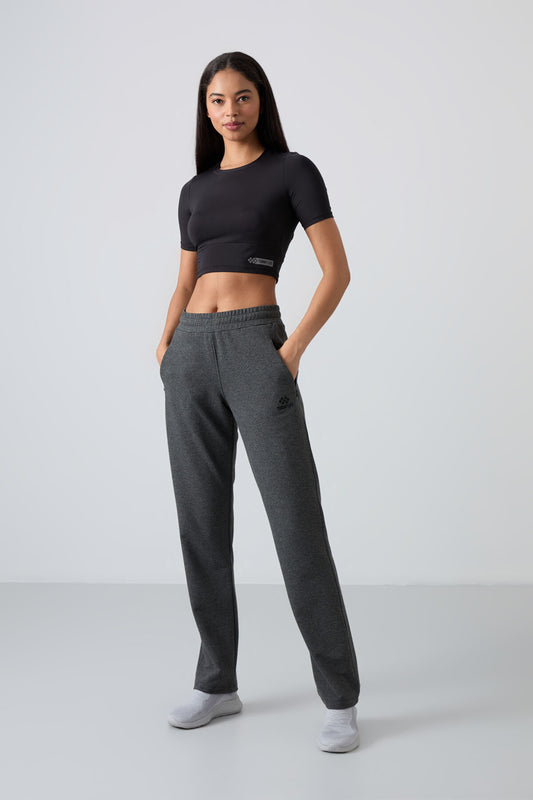 Anthracite Hidden Zipper Comfort Fit Classic Leg Women's Tracksuit Bottom - 94148