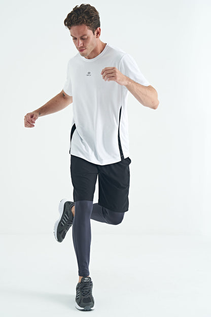 Anthracite Logo Printed High Waist Slim Fit Active Sports Men's Tights - 84989