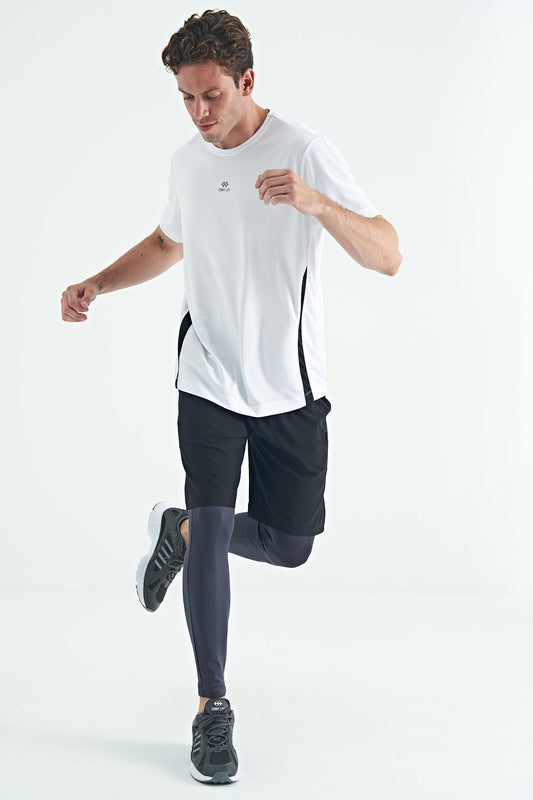 Anthracite Logo Printed High Waist Slim Fit Active Sports Men's Tights - 84989