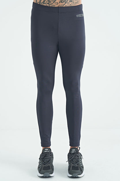 Anthracite Logo Printed High Waist Slim Fit Active Sports Men's Tights - 84989