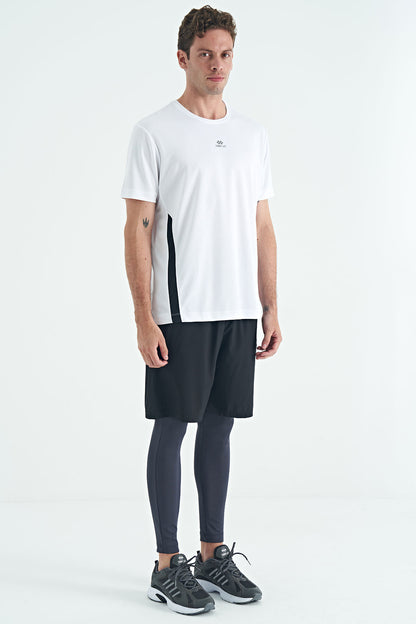 Anthracite Logo Printed High Waist Slim Fit Active Sports Men's Tights - 84989