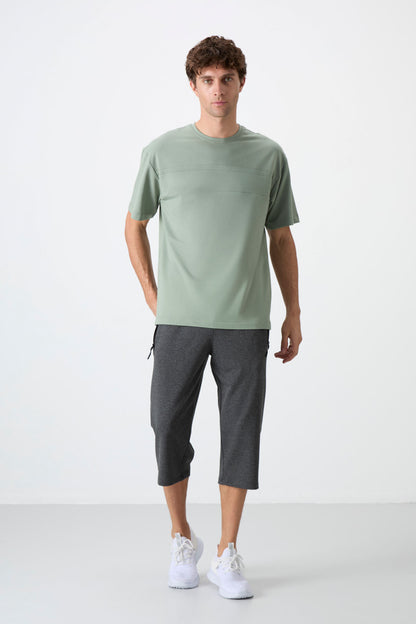 Anthracite Melange Zippered Standard Fit Classic Hem Men's Capri - 83091