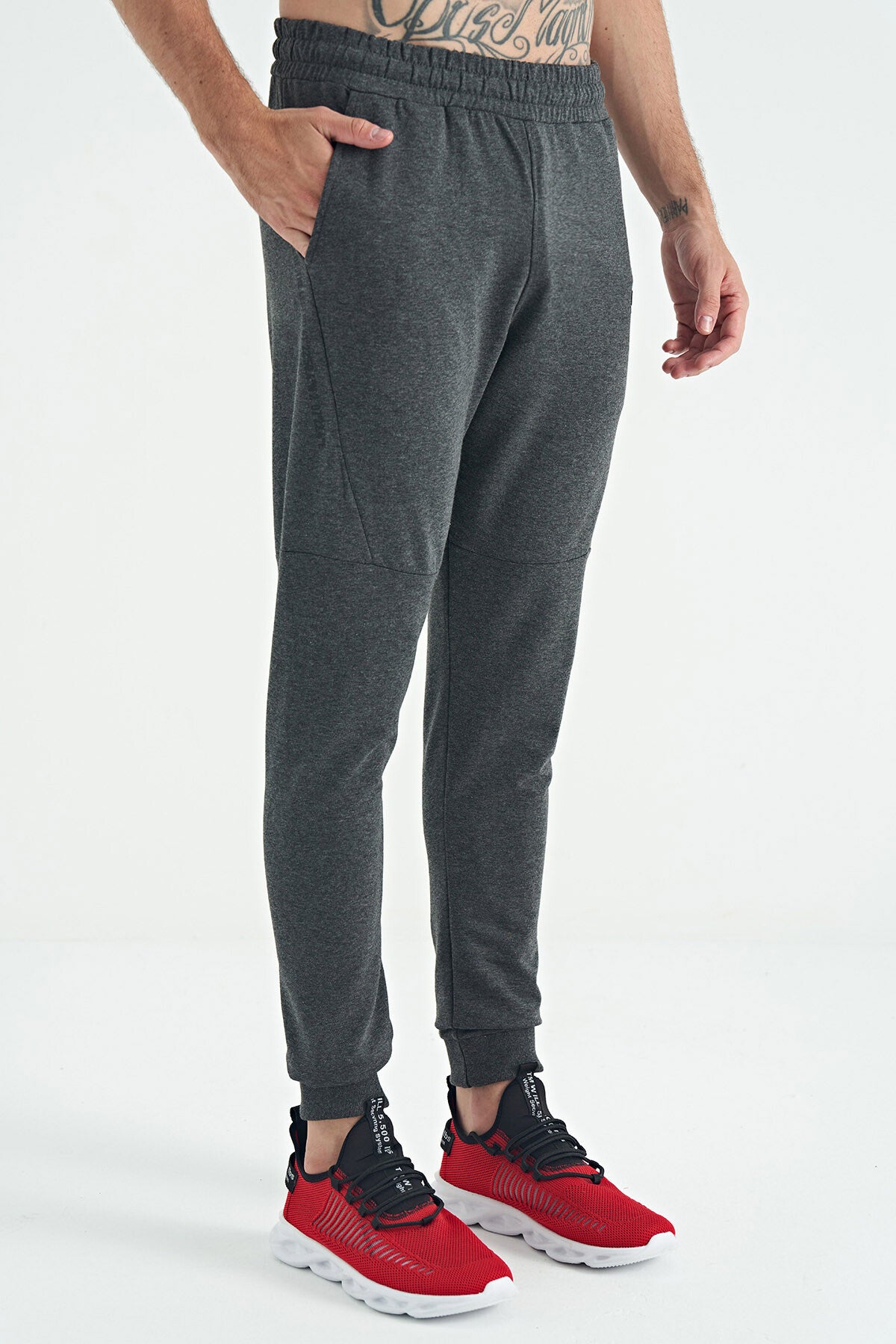 Nigel Antrasit Melange Standard Fit Men's Tracksuit Bottom - 84916