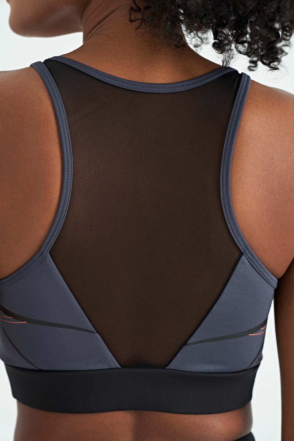 Anthracite Front Back Print Detailed U Collar Slim Fit Women's Sports Bustier - 97252