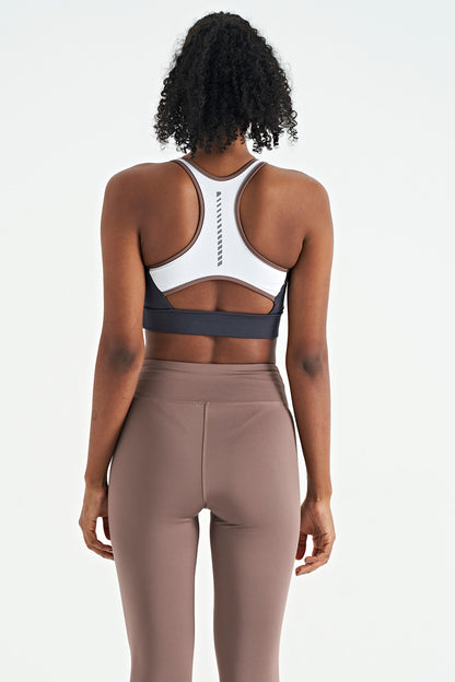 Anthracite Color Block Back Print Detailed Slim Fit Women's Bustier - 97253