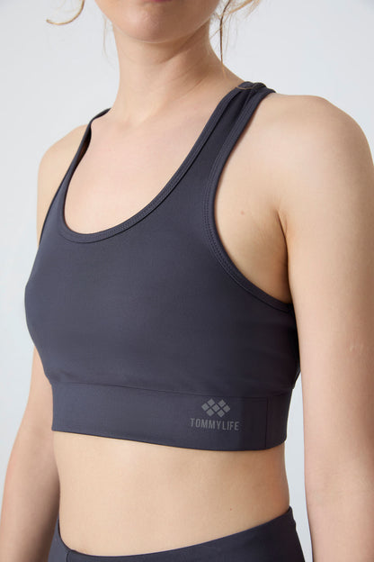 Anthracite Back Detailed Dar Mold U Collar Women's Sports Bustier - 97120