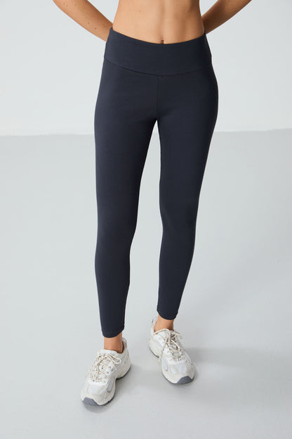 Anthracite High Waist Thermal Slim Fit Tapered Leg Women's Tights - 94577