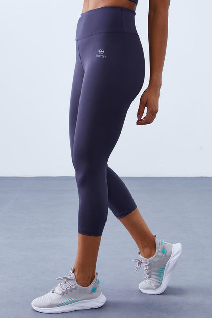 Anthracite High Waist Wrap-up Cross Back Detailed Slim Fit Women's Tights Set - 95283