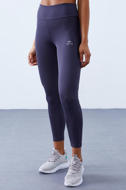 Anthracite High Waist Wrap-up Slim Fit Narrow Leg Women's Tights - 94568