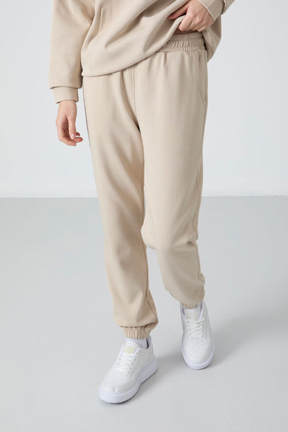 Oversize Hooded Kangaroo Pocket Elastic Cuff Women's Tracksuit Set - 95288