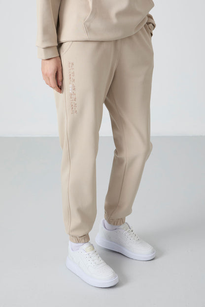 Oversize Hooded Kangaroo Pocket Elastic Cuff Women's Tracksuit Set - 95288
