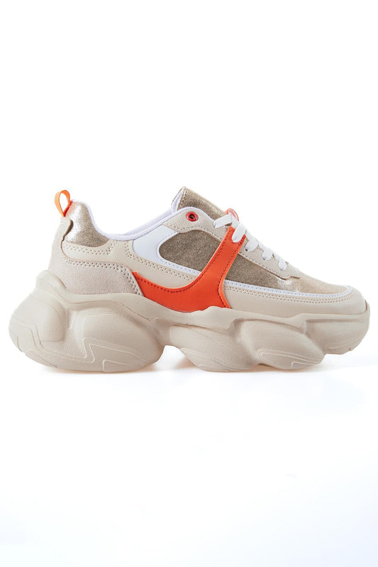 High Sole Laced Color Gradient PU Leather Women's Sneakers - 89206