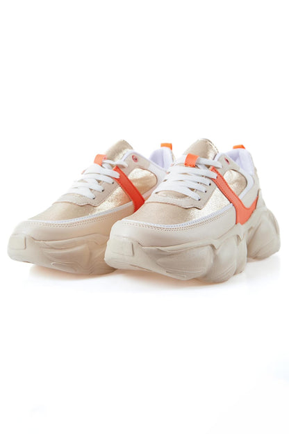 High Sole Laced Color Gradient PU Leather Women's Sneakers - 89206