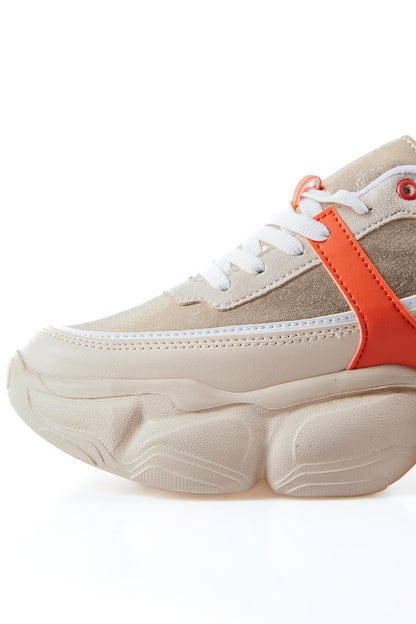 High Sole Laced Color Gradient PU Leather Women's Sneakers - 89206