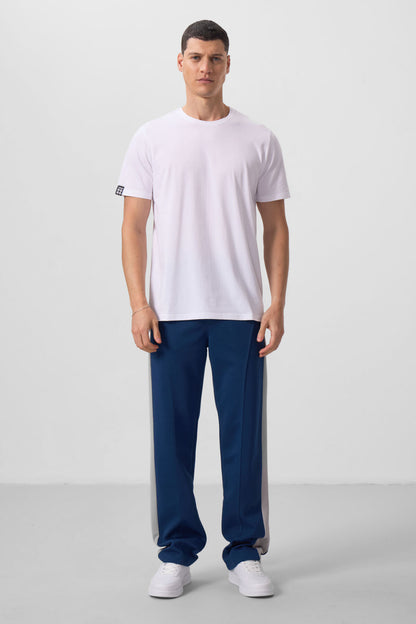 White Men's Basic Short Sleeve Regular Fit O Neck T-shirt - 87911