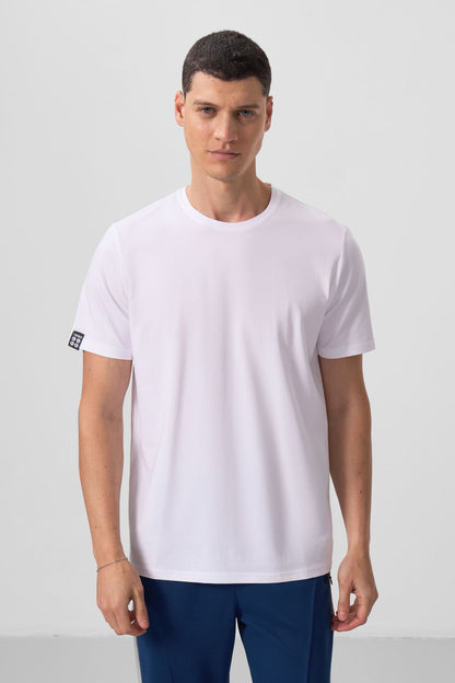 White Men's Basic Short Sleeve Regular Fit O Neck T-shirt - 87911
