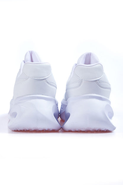 White High Sole Laced Detail Women's Sports Shoes - 89106
