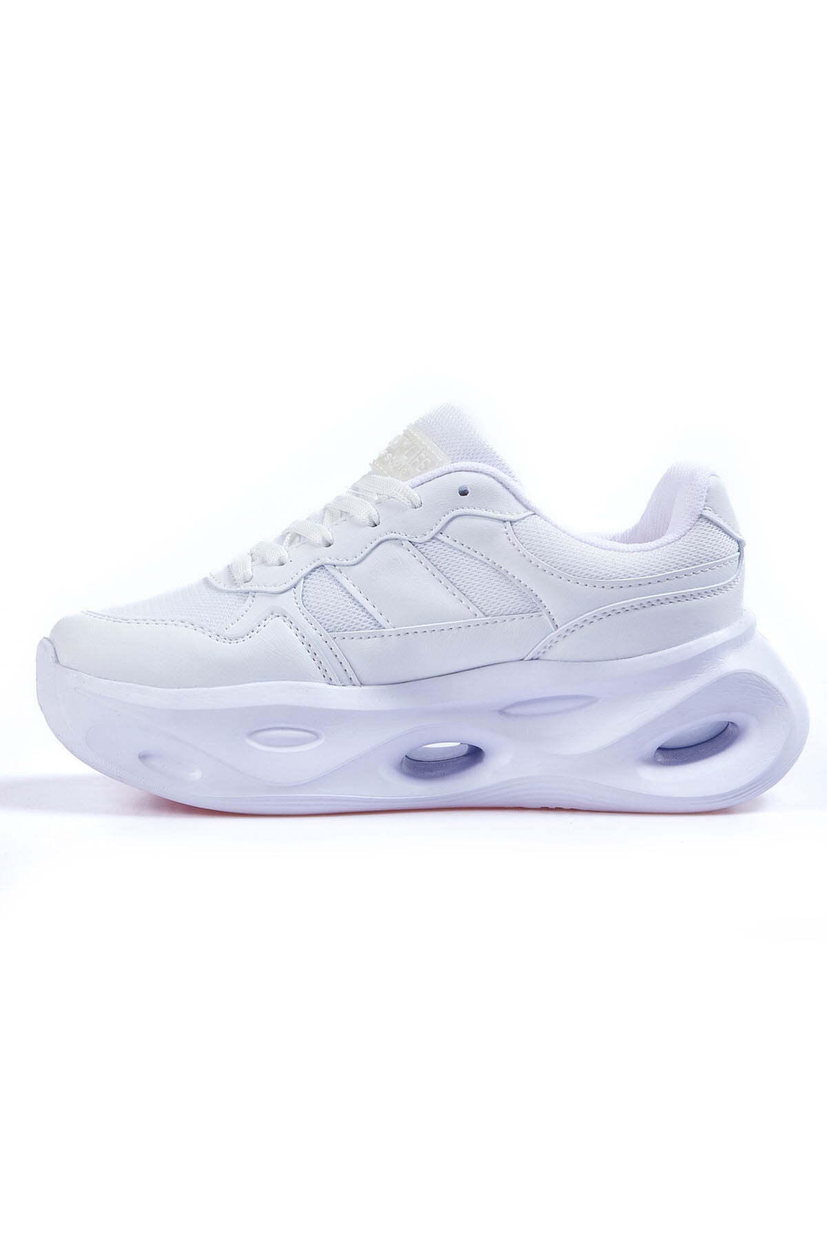 White High Sole Laced Detail Women's Sports Shoes - 89106