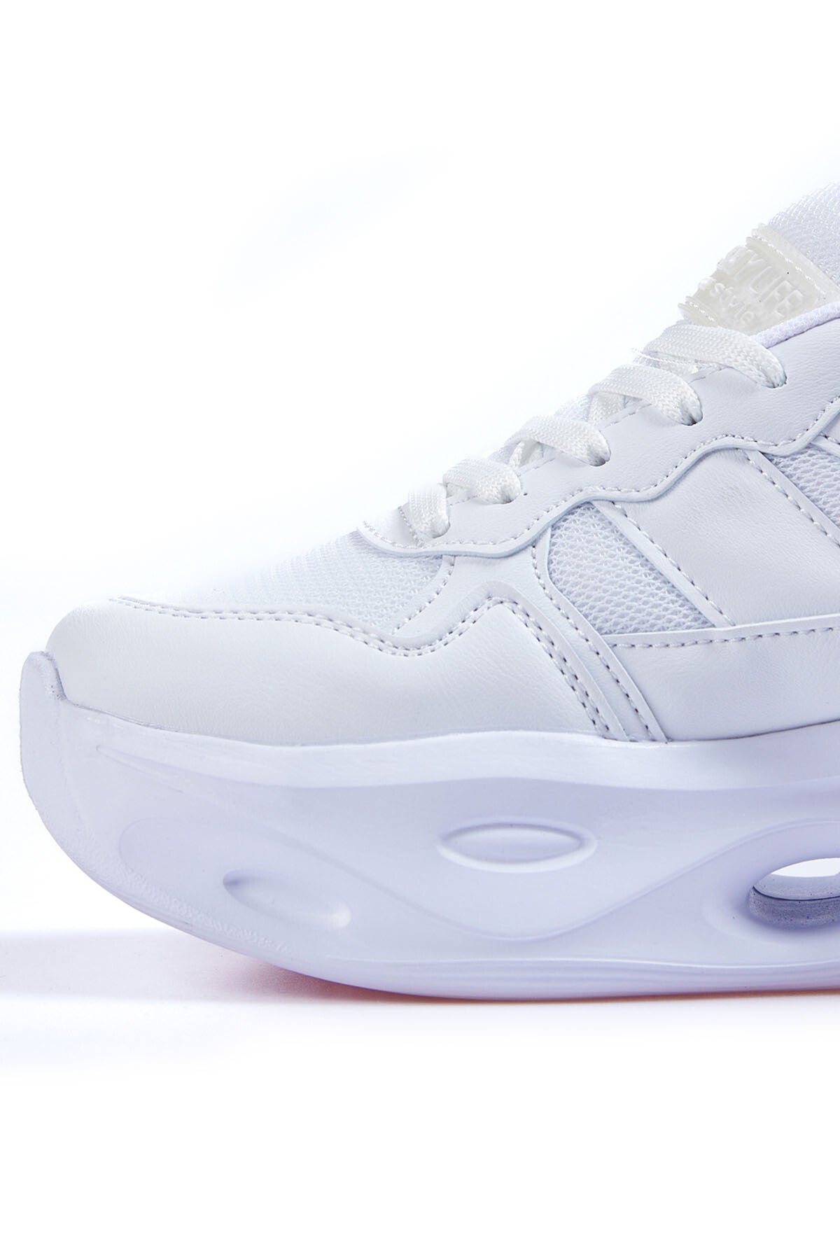 White High Sole Laced Detail Women's Sports Shoes - 89106