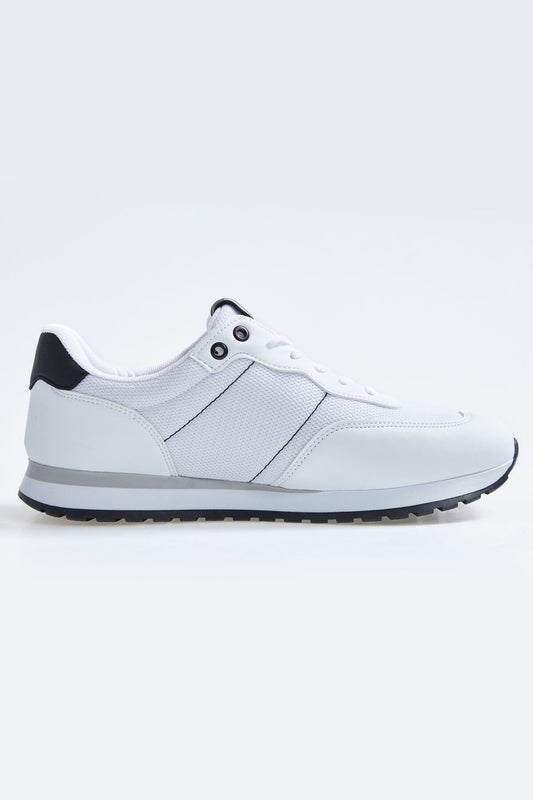White Laced Full Grain Suede Men's Sneakers - 89116