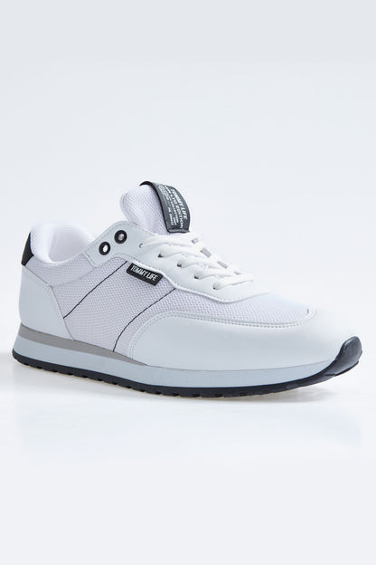 White Laced Full Grain Suede Men's Sneakers - 89116