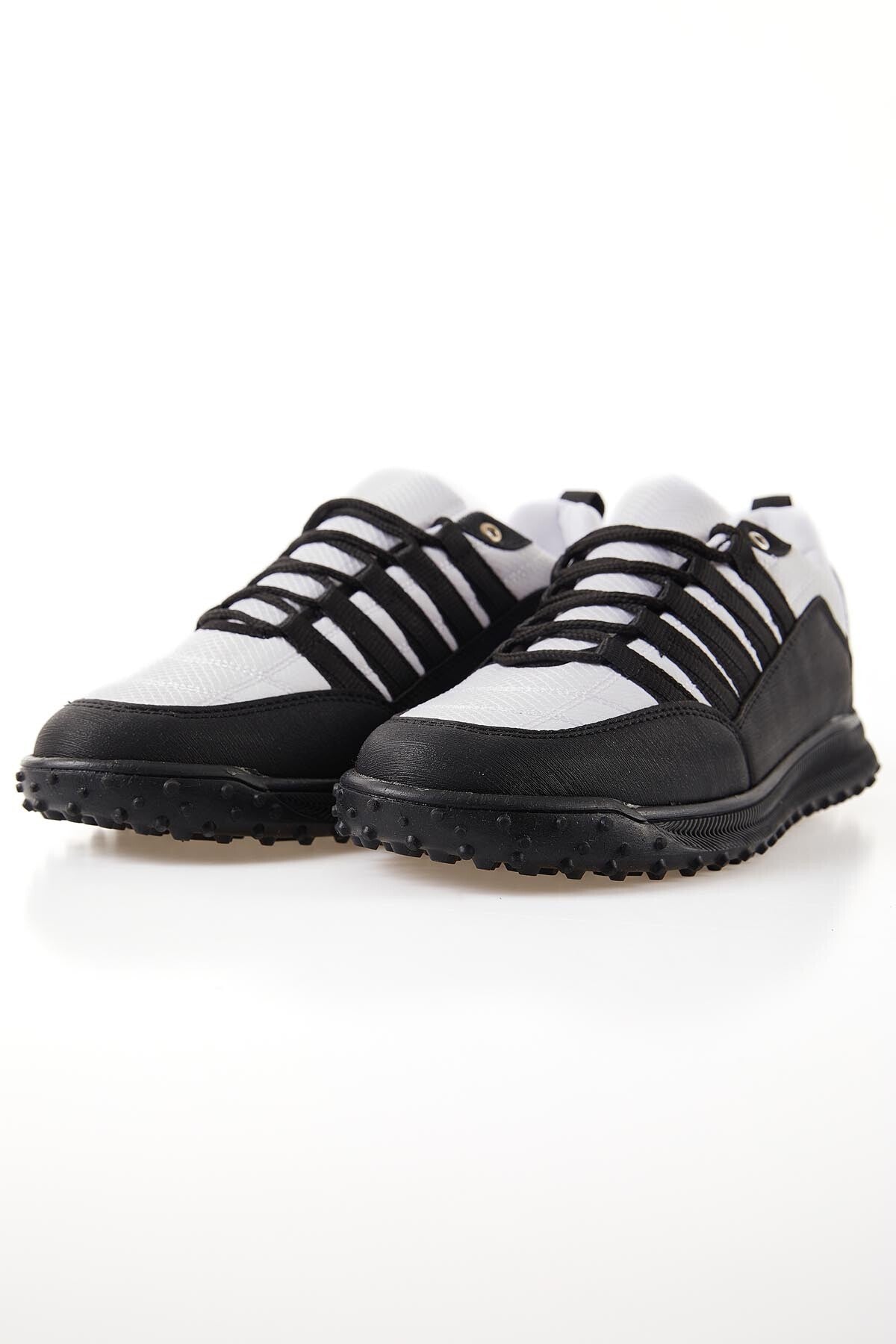 White Laced Full Grain PU Leather Men's Sports Shoes - 89114