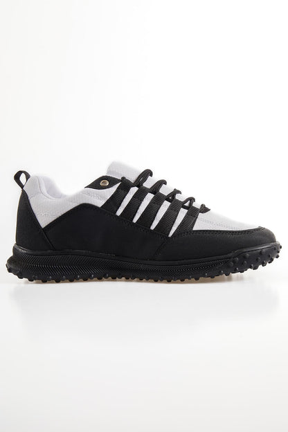 White Laced Full Grain PU Leather Men's Sports Shoes - 89114