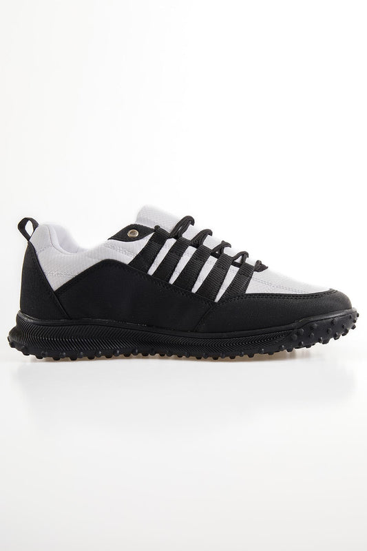 White Laced Full Grain PU Leather Men's Sports Shoes - 89114