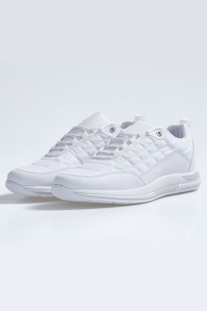 White Laced Quilted PU Leather Detailed Men's Sports Shoes - 89096