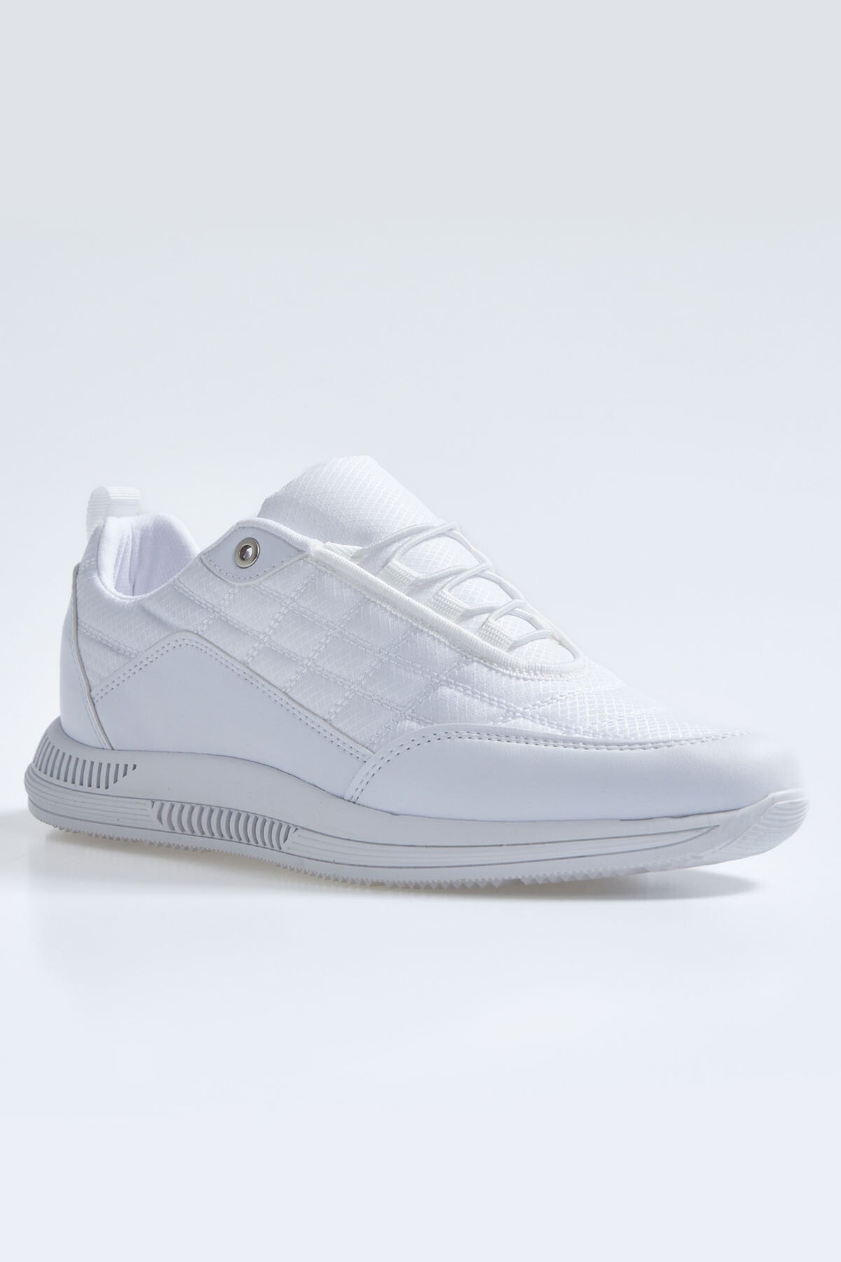 White Laced Quilted PU Leather Detailed Men's Sports Shoes - 89096