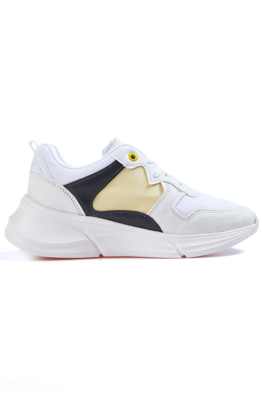 White Laced High Sole Detailed Colorful Women's Sports Shoes - 89203