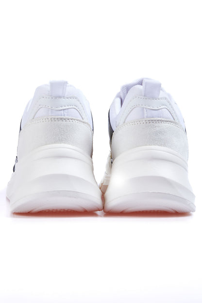 White Laced High Sole Detailed Colorful Women's Sports Shoes - 89203