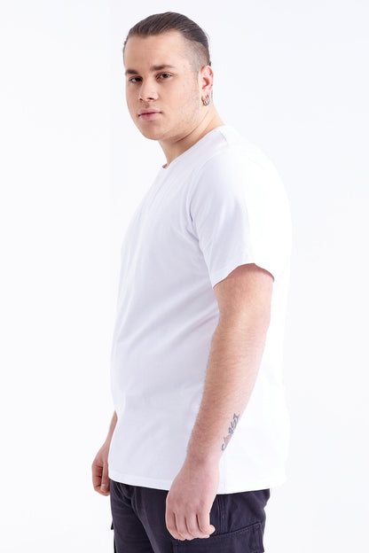 White Basic Short Sleeve O Neck Large Size Men's T-Shirt - 88072