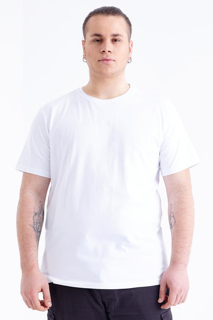 White Basic Short Sleeve O Neck Large Size Men's T-Shirt - 88072