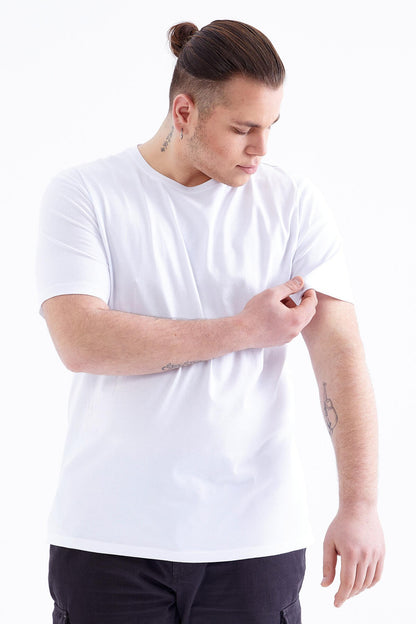 White Basic Short Sleeve O Neck Large Size Men's T-Shirt - 88072