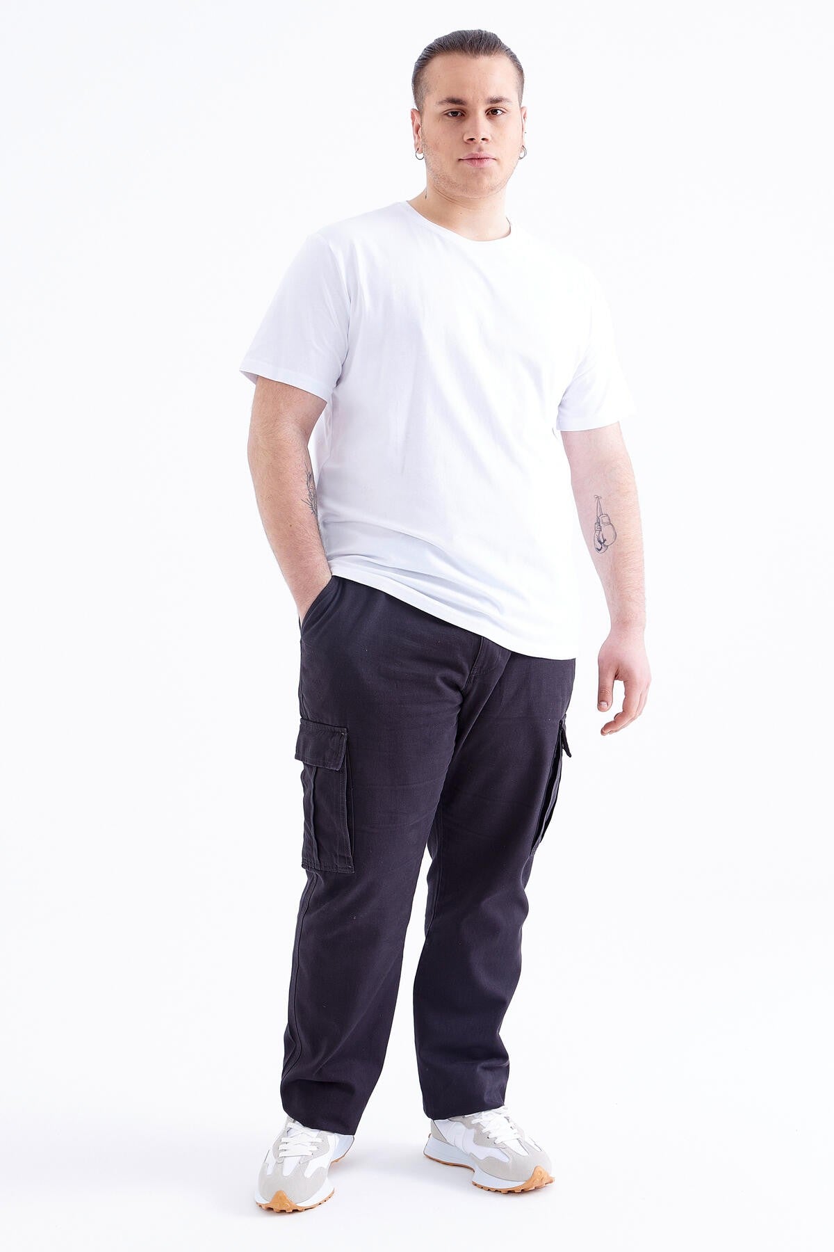 White Basic Short Sleeve O Neck Large Size Men's T-Shirt - 88072