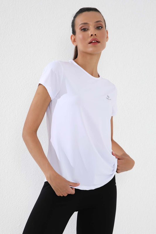 White Basic Short Sleeve Standard Fit O Collar Women's T-Shirt - 97144