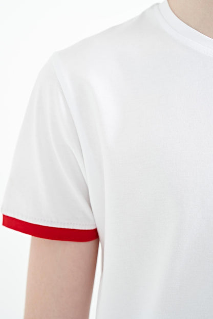 White Print Detailed O Collar Standard Fit Boys T-Shirt - 11131