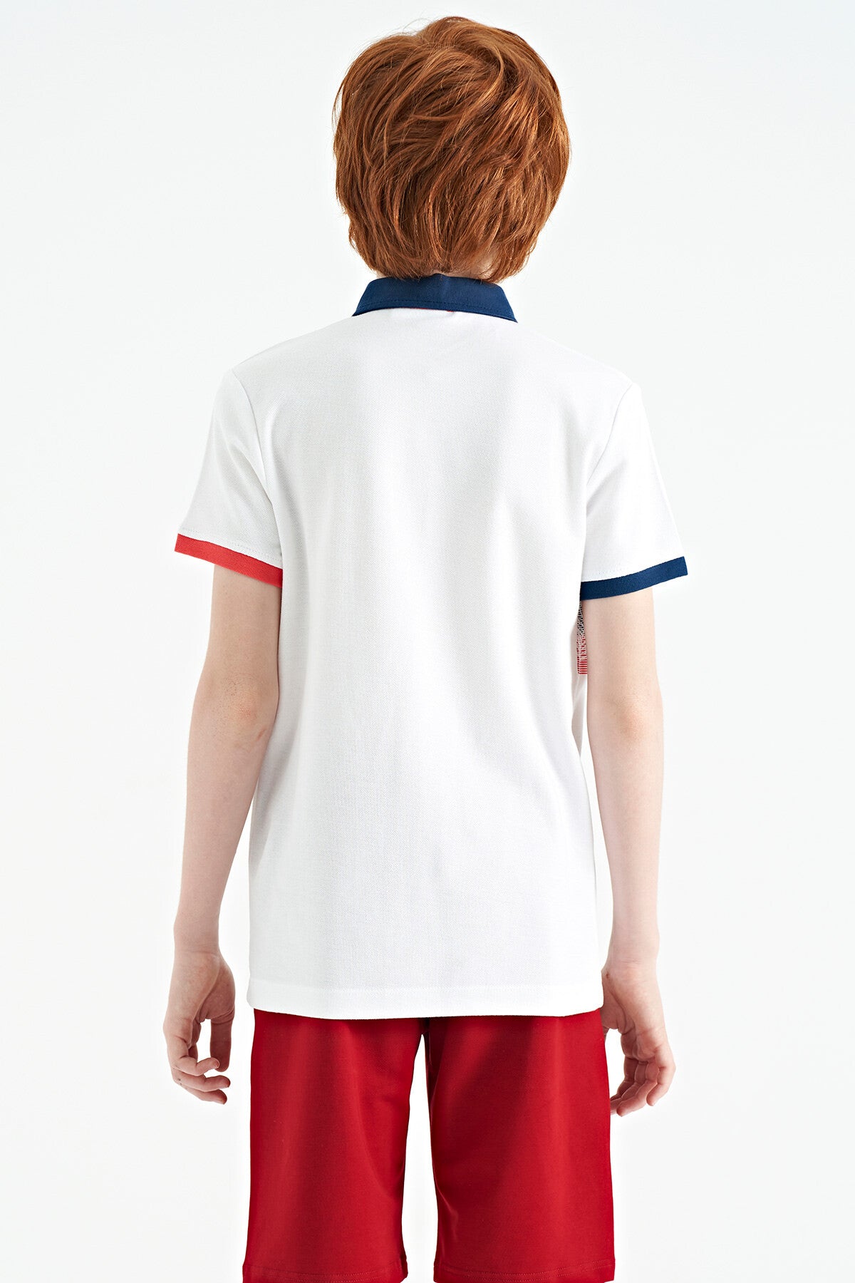 Standard Mold Detailed Print Polo Collar Boys' T-Shirt - 11101