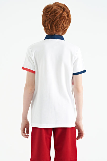 Standard Mold Detailed Print Polo Collar Boys' T-Shirt - 11101