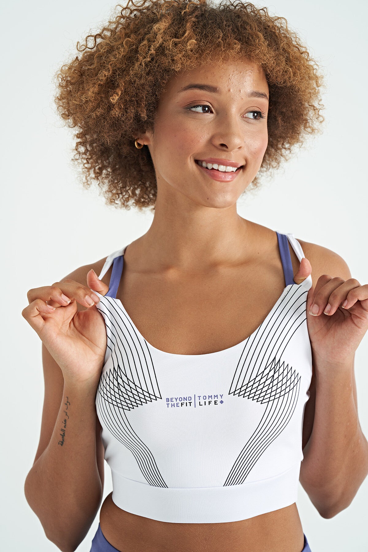 White Printed Cross Back Detailed Diver Fabric Slim Fit Women's Bustier - 97273